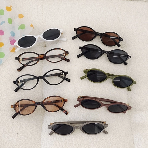 Kids Sunglasses Retro Oval Small Frame UV Protection Resin Lens Plastic Frame Fashionable Outdoor Accessories For Boys Girls