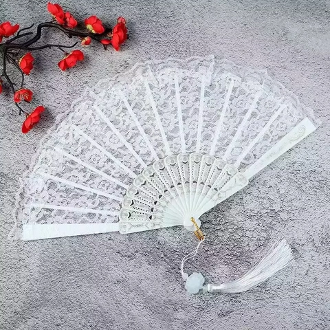 Lace Faltfächer Hohl Goldmuster Kunststoffrahmen Retro Lolita Handfächer Für Tanz Hochzeit Party Frauen Elegant