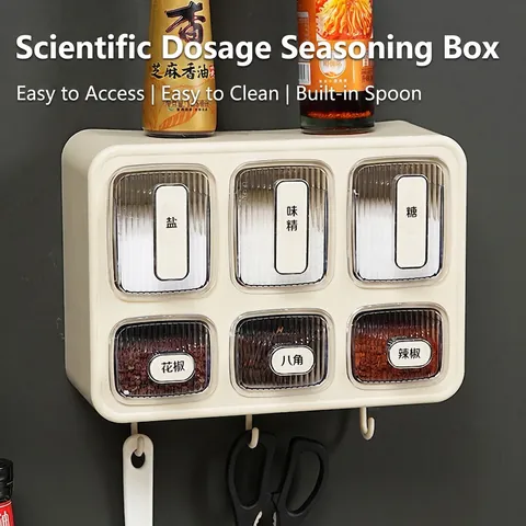 Contenitore Per Condimenti Da Parete Porta Spezie Plastica Multi Scomparto Tipo Cassetto Organizer Cucina Con Ganci