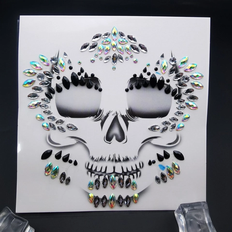 Halloween Face Gems Spider Web Skull Bat Rhinestone Stickers Face Jewels For Party Masquerade Makeup Body Art