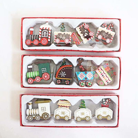 Hölzerner Weihnachtszug Miniaturmodell Tischdekoration Cartoon Festliches Party Ornament Für Haus Büro Kinder