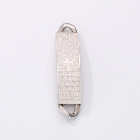 Edelstahl Gebogene Bar Armband Verbinder Platte Graviert Spanisch Vaterunser Kreuz Religiöse DIY Schmuckherstellung