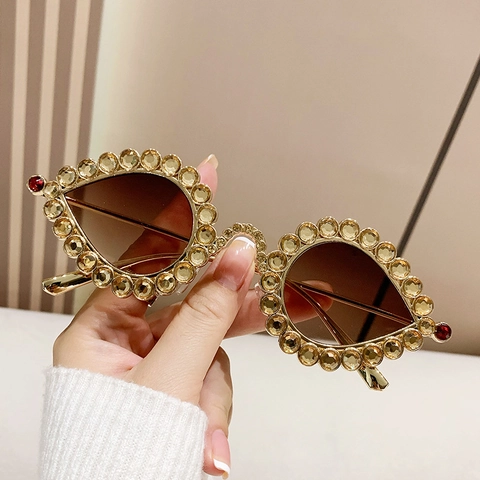 Gafas De Sol Extragrandes De Strass Para Mujer Y2K Gota Marco De Metal Cristal Lujo UV400 Moda Chic Al Aire Libre