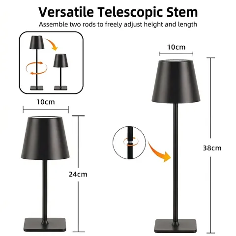 LED Tischleuchte Metall Acryl Wiederaufladbar Schnurlos Touch-Steuerung Stufenloses Dimmen Höhenverstellbar Moderner Stil