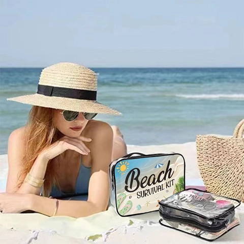 Borsa Per Cosmetici Trasparente PVC Pochette Per Trucco Chiara Organizzatore Per Articoli Da Toeletta Impermeabile Per Viaggi Kit Di Sopravvivenza In Spiaggia Chiusura A Zip Portatile