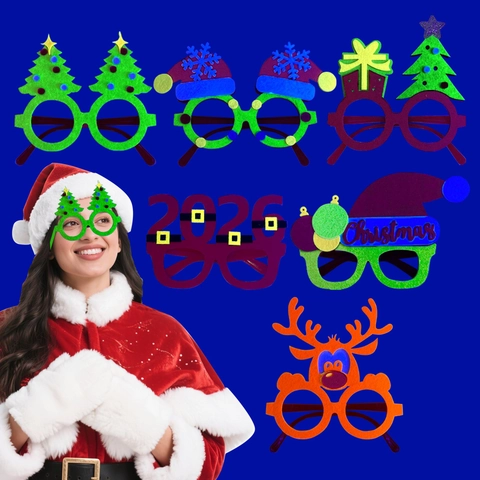Occhiali Fluorescenti Natale Renna Albero Cappello Capodanno Festa Accessori Foto Feltro Plastica UV Reattiva Bagliore Al Buio