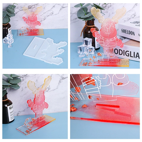 Christmas Reindeer Silicone Mold For DIY Epoxy Resin Desktop Ornament Crafting Tool Festive Holiday Decoration