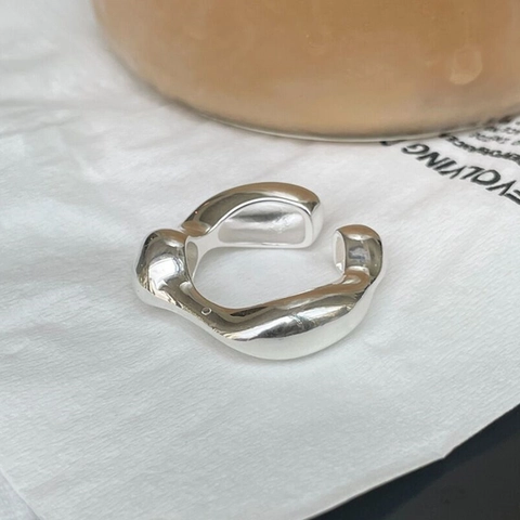 Unregelmäßiger Ring Im Geschmolzenen Lava Stil Für Damen Und Herren Minimalistisch Poliert Verstellbar Kupfer Mode