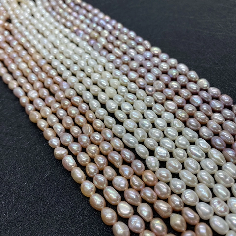 Natuurlijke Zoetwaterparels Kralenstreng Onregelmatige Barok Rijstvorm Voor DIY Sieraden Maken Kettingen Armbanden Klasse A Gladde Glans Hoge Kwaliteit Elegant Roze Wit Paars