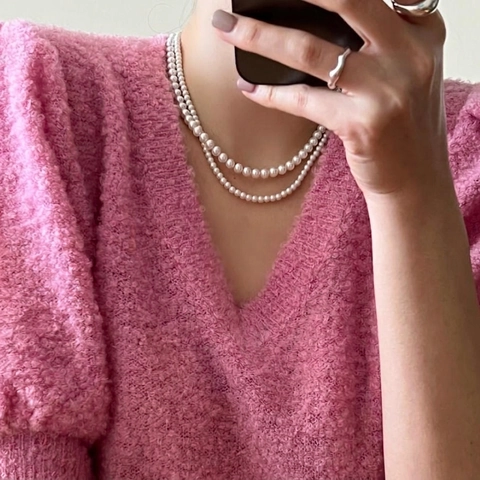 Elegant White Artificial Pearl Necklace For Women With 925 Sterling Silver Clasp Round Bead Strand Jewelry Wedding Party Gift