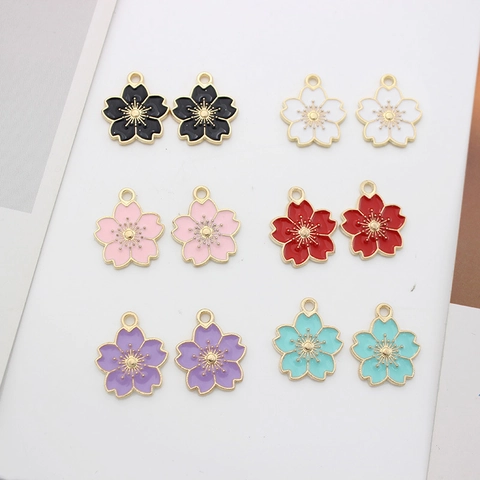 Pendants En Alliage Émail Fleur De Cerisier Pour Fabrication De Bijoux DIY Colliers Bracelets Boucles D'oreilles Accessoires Breloques Sakura