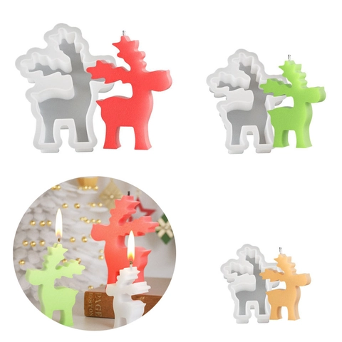 3D Rentier Silikonform Weihnachten Elch Kerze Harz Handwerk DIY Handgemachte Seife Gips Dekor Nordischer Stil