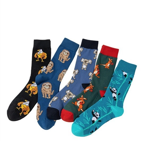 Cotton Animal Pattern Socks For Men Women Breathable Crew Socks Eagle Sloth Koala Kangaroo Panda Casual Novelty Stockings