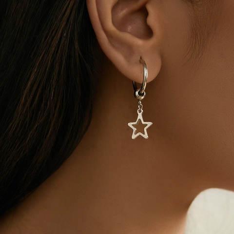 Orecchini Pendenti Minimalisti in Acciaio Inossidabile con Sole Luna e Stella per Donna Gioielli di Moda Celesti Cavi