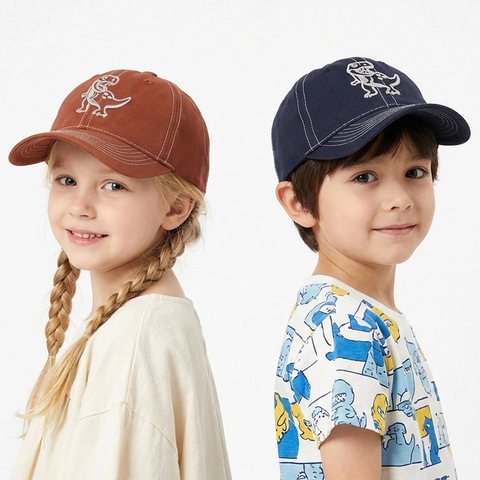 Kids Dinosaur Embroidery Baseball Cap Cotton Adjustable Sun Hat For Boys Girls Toddler Breathable Casual Outdoor Hat