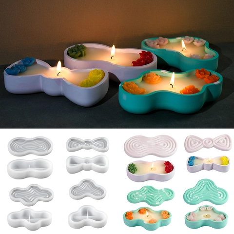 Silicone Mold Bow Tie Pea Shaped Storage Box Scented Candle Plaster Soap Making DIY Handmade Craft Decorative Tool