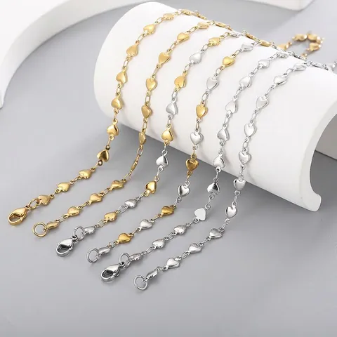 Stainless Steel Heart Link Necklace Titanium Steel Minimalist Fashion Trendy Heart Shaped Chain Jewelry For Women