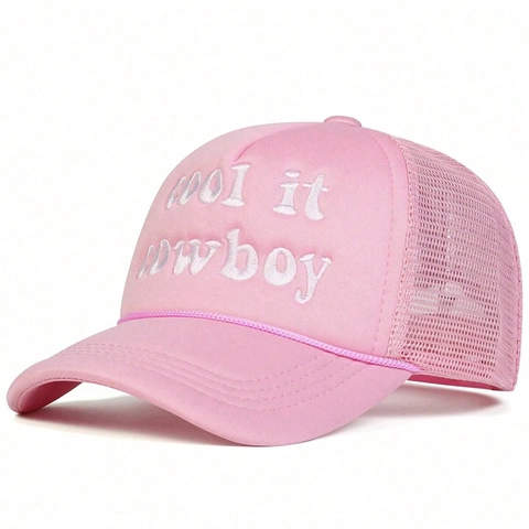 Cool It Cowboy Embroidery Trucker Hat Mesh Breathable Adjustable Sun Protection Vintage Baseball Cap For Women Men