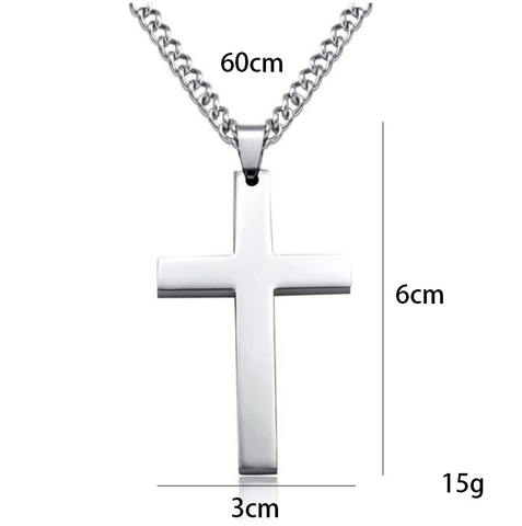 Collar Con Colgante De Cruz Simple Con Cadena De Eslabones De Aleación De Metal Joyas Religiosas Minimalistas Para Hombres Y Mujeres
