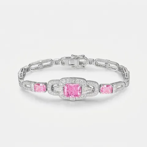 925 Sterling Silver Zirconia Geometric Bracelet For Women Vintage Luxurious Inlaid Simple Fashion Jewelry Hand Jewelry Gift