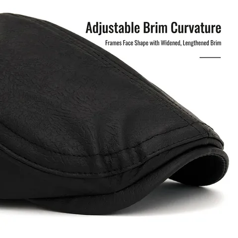 Casquette Rétro Pour Hommes Et Femmes Cuir PU Tricot Mélange De Laine Chapeau Plat Ivy Chaud Réglable Automne Hiver