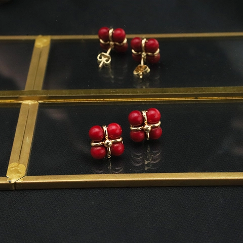 Natural Freshwater Pearl Flower Stud Earrings 18K Gold Plated S925 Sterling Silver Earring Post Retro Lapis Lazuli Jewelry