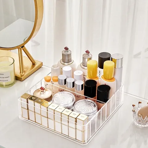 Organizer Trucchi In Acrilico Trasparente Supporto Per Palette Di Ombretti Multi Scomparti Contenitore Da Scrivania Per Rossetti Cosmetici