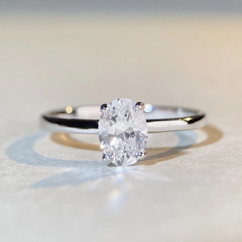 Luxus 925 Sterlingsilber Ovalschliff Moissanit Ring Für Damen 1 Karat Eingelegter Strass Minimalistischer Fingerring Schmuck