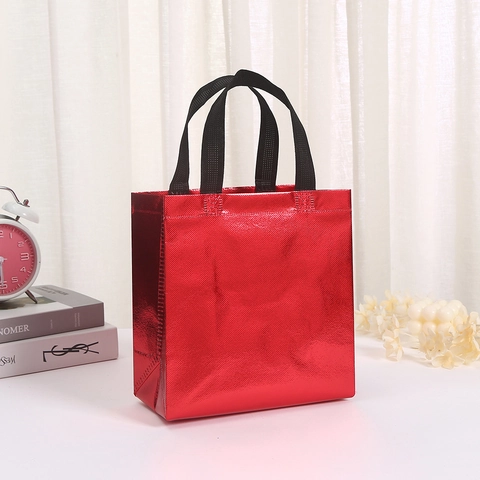 Laser Non Woven Fabric Gift Bag Metallic Luster Reusable Shopping Tote For Party Wedding Birthday Gift Wrap