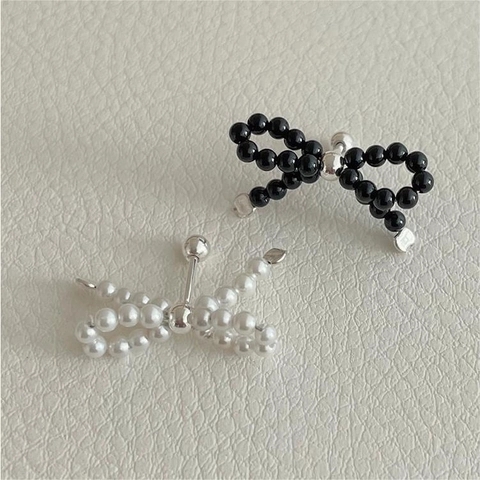 Strik Kralen Oorknopjes Met 925 Sterling Zilveren Oorpijpje Elegante Kunstparel Agaat Sieraden Voor Dames