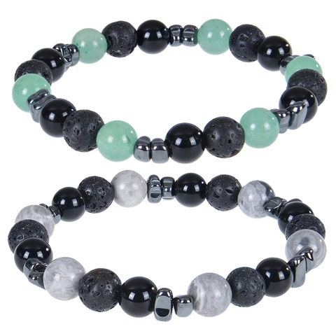 Natural Stone Beaded Armband Lavastein Magnetit Heilende Energie Elastisches Armband Unisex Handgefertigter Modeschmuck