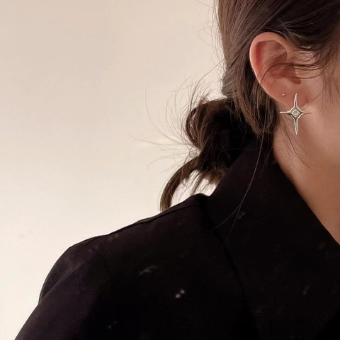 Pendientes De Estrella Con Poste De Plata 925 Circonita Joyería Geométrica Minimalista Para Mujeres
