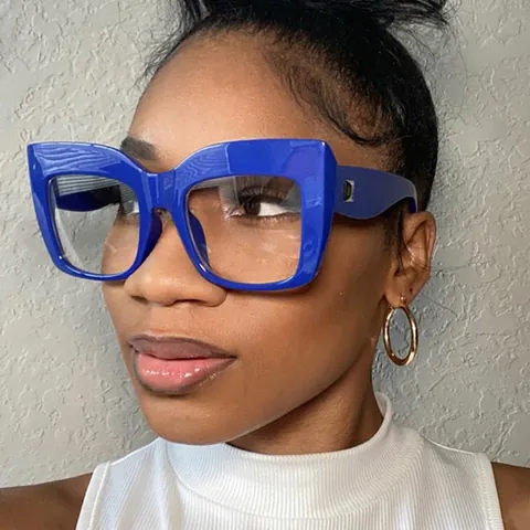 Occhiali Da Vista Donna Montura Occhio Di Gatto Grande Protezione Luce Blu PC Resina Moda Borchie Streetwear