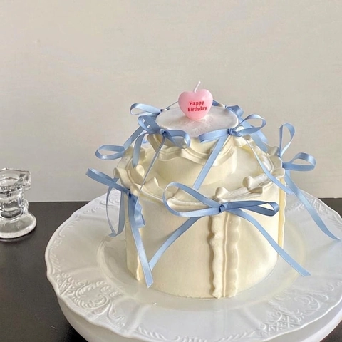 Bowknot Cake Topper Satin Ribbon Decorations For Birthday Wedding Party French Vintage Balletcore Style Cake Ornaments