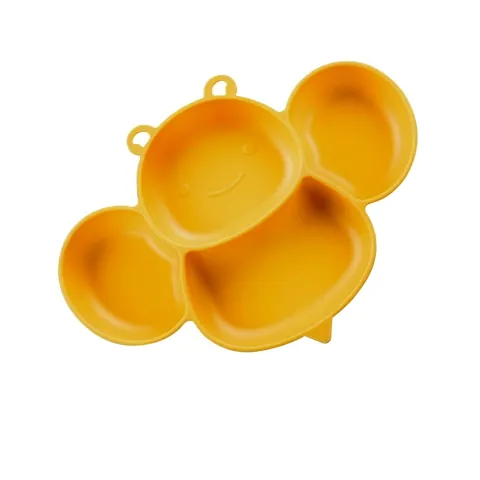 Assiette À Ventouse Divisée Pour Bébé En Forme D'Abeille Silicone De Qualité Alimentaire Bol Alimentation Dessin Animé Sans BPA