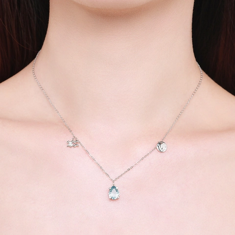 925 Sterling Silber Sternzeichen Halskette Für Damen Zwölf Sternbilder Bunte Zirkonia Anhänger Astrologie Schmuck Geschenk