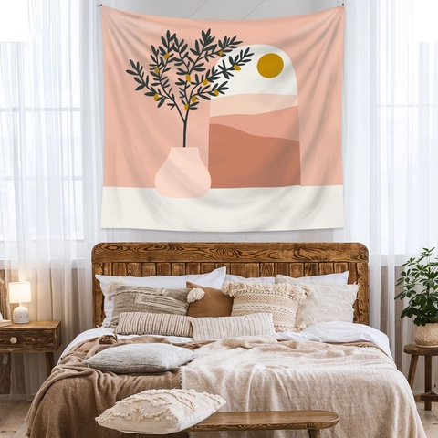 Bohemian Tapestry Polyester Abstract Desert Sun Moon Female Wall Hanging Decor For Bedroom Living Room