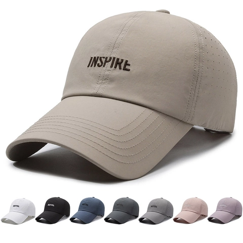 Baseballkappe Inspire Buchstaben Stickerei Schnelltrocknend Atmungsaktiv Laserperforiert Sonnenschutz Verstellbar Outdoor Hut Unisex