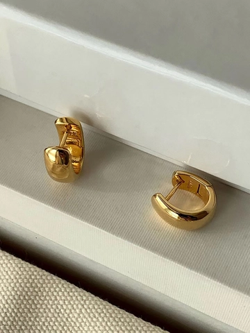 925 Sterling Silver Minimalist Thick Hoop Earrings For Women U-Shaped Geometric Electroplated Gold Silver Fashion Earring Studs