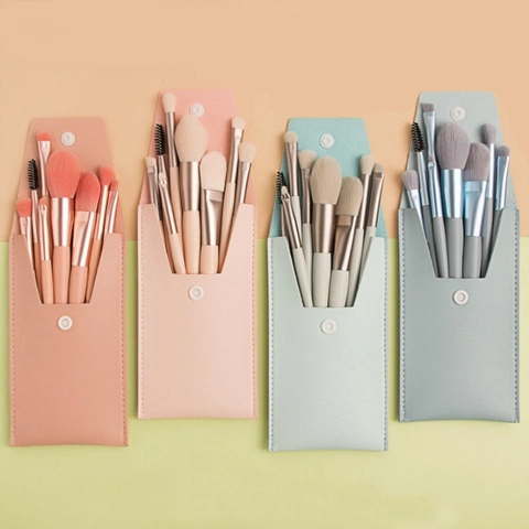 Mini Brochas De Maquillaje Portátiles Cerdas Sintéticas Suaves Brochas Para Base Sombra De Ojos Con Bolsa De Viaje Principiante
