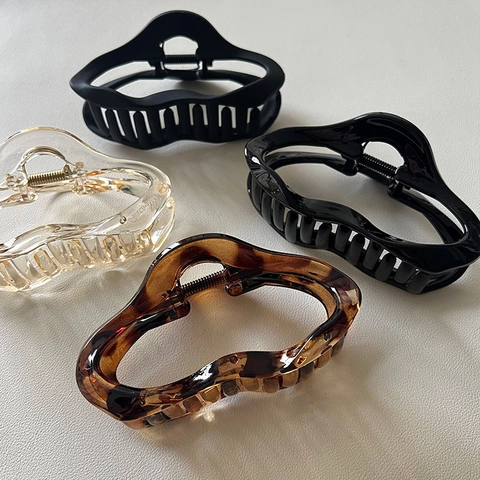 Molletta Per Capelli Grande Onda Irregolare Plastica Opaca Svuotato Shark Clip Per Donne Accessori Capelli