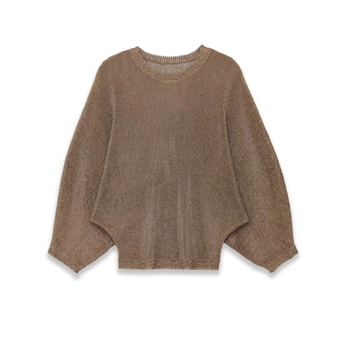 Maglione In Maglia Metallizzata Lurex Da Donna Girocollo Maniche A Pipistrello Top Luccicante Morbido Moda Invernale