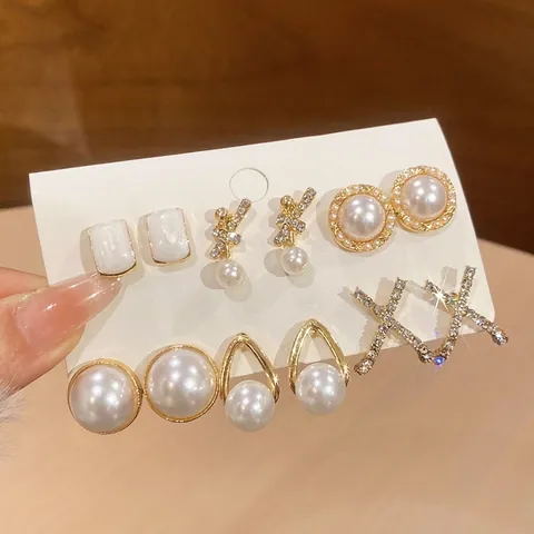 Ohrstecker Kunstperle Strass Legierung Französisch Retro Elegant Vintage Für Frauen Mit Silber Ohrstecker