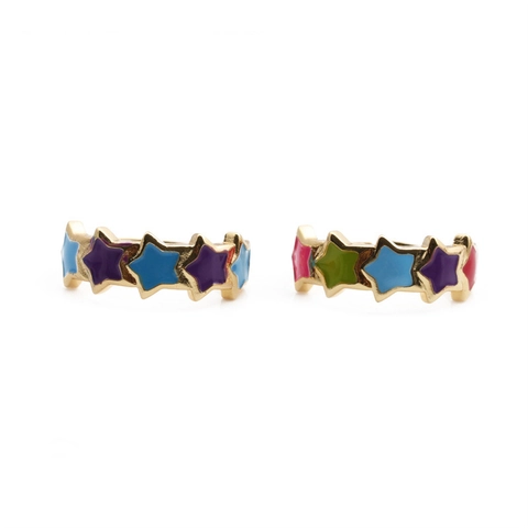Bunter Emaille Stern Offener Ring Verstellbarer Kupfer Geometrischer Pentagramm Schmuck Für Frauen Französischer Stil