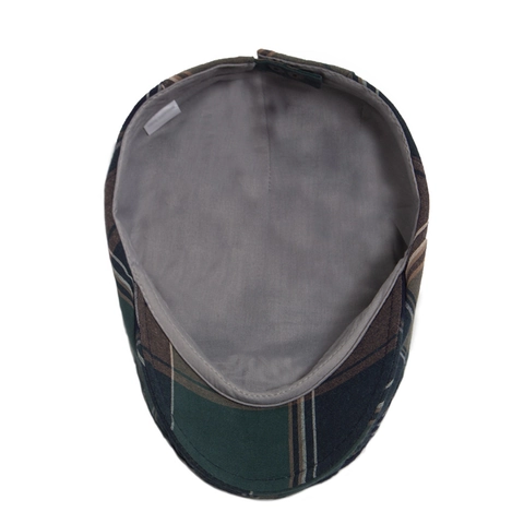 Berretto Piatto Retro A Quadri Britannici Cotone Traspirante Fibbia In Metallo Regolabile Cappello Vintage Unisex