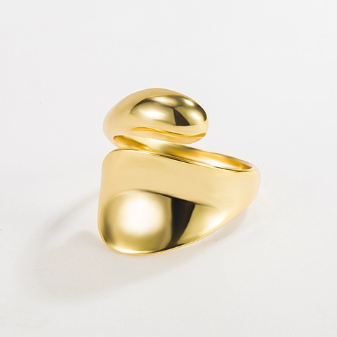 Anello Aperto in Argento Sterling 925 a Goccia d'Acqua per Donna Minimalista Geometrico Intrecciato Regolabile Gioielli da Dito