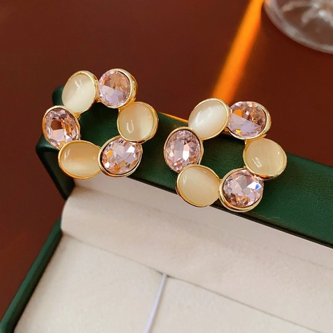 Pendientes De Botón De Cobre Vintage Para Mujer Con Poste De Plata De Ley 925 Chapado En Oro Lujo Asimétrico Corazón Redondo