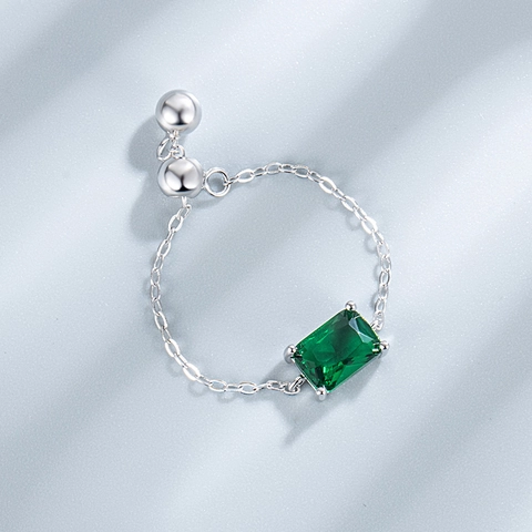 925 Sterling Zilver Verstelbare Rechthoek Zirconia Ketting Ring Goud Zilver Verguld Minimalistische Stijlvolle Vingerring Vrouwen Sieraden