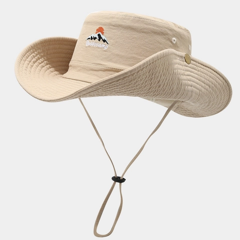 Sombrero De Pescador Para Exteriores Algodón Ala Ancha Protección Solar Cuerda A Prueba De Viento Ajustable Camping Senderismo Pesca