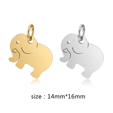 Elephant Pendant Charms Stainless Steel Mirror Polished Cute Animal DIY Jewelry Making Findings